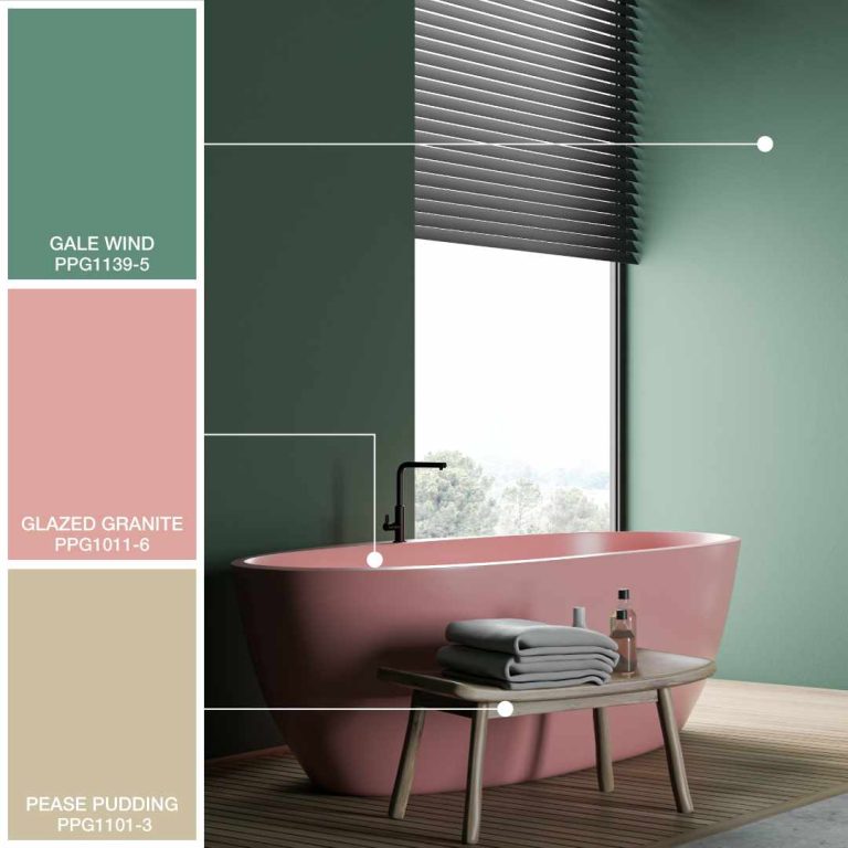 Bai de lux - Ce inseamna o baie de lux si de ce aspecte esentiale trebuie sa tii cont pentru obtinerea unor rezultate pe gustul tau_cada cu nuante dechise de roz, vopsea de la Pittsburgh Paints